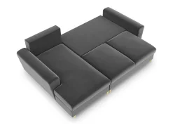 Sofá|Cosmopolitan Design - Sofá convertível de canto esquerdo com caixa de arrumação "Kyoto" 4 lugares em veludo cinza claro - 241x145x88cm Cinzento claro