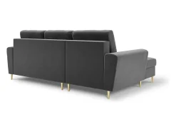 Sofá|Cosmopolitan Design - Sofá convertível de canto esquerdo com caixa de arrumação "Kyoto" 4 lugares em veludo cinza claro - 241x145x88cm Cinzento claro