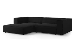 Sofá|Cosmopolitan Design - Sofá de canto esquerdo "Arendal" 3 lugares em veludo - 224x166x70cm Preto