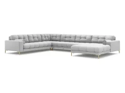 Online Cosmopolitan Design - Sofá de canto panorâmico à esquerda "Bali" 7 lugares em tecido estrutural cinza claro - 327x256x75cm Cinzento claro