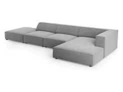 Sofá*Cosmopolitan Design - Sofá de canto direito "Arendal" 5 lugares em veludo cinza claro - 341x166x70cm Cinzento claro