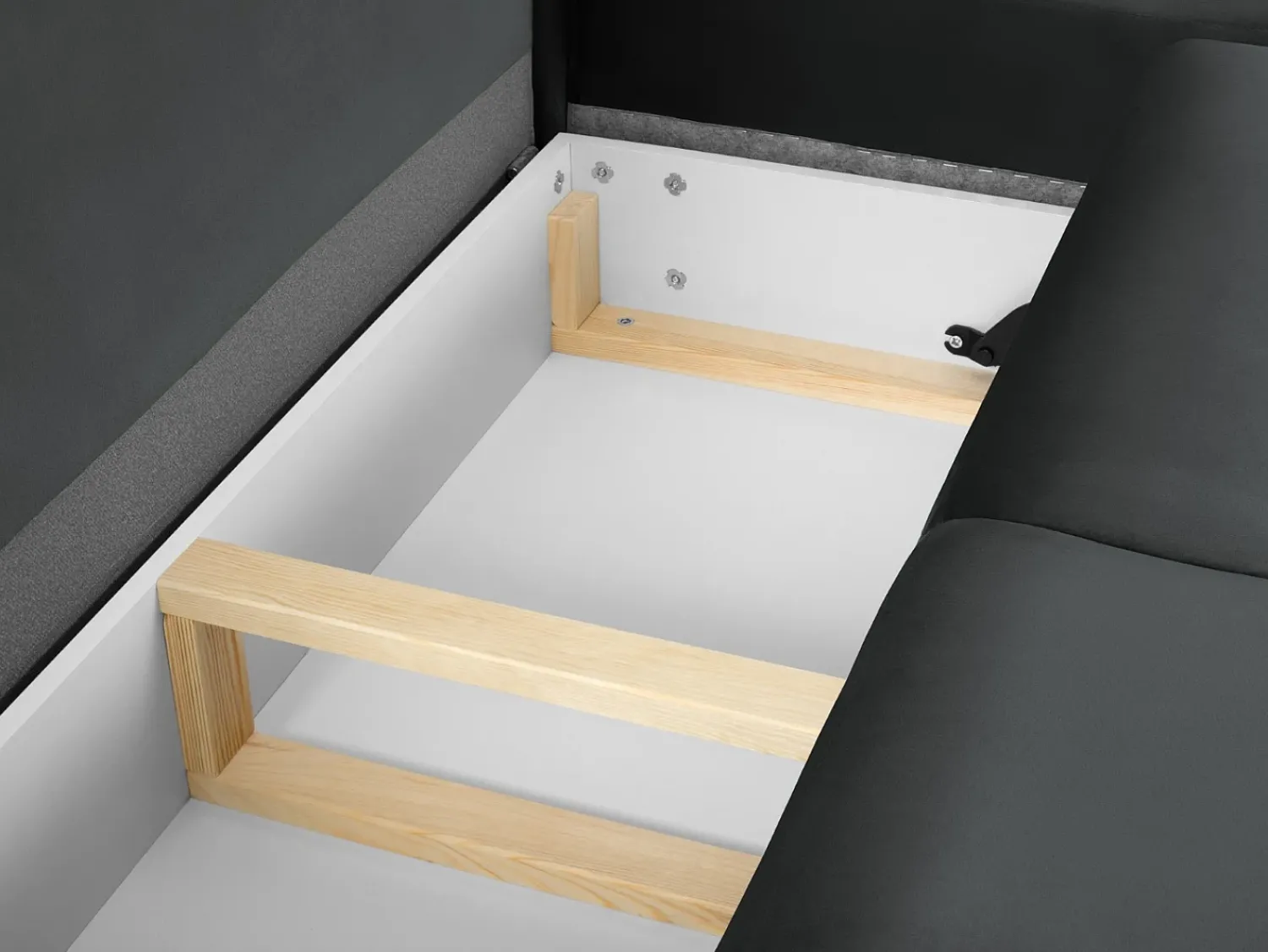 Sofá*Cosmopolitan Design - Sofá convertível de canto direito com caixa de arrumação "Kyoto" 5 lugares em veludo cinza escuro - 243x194x88cm Cinza antracite