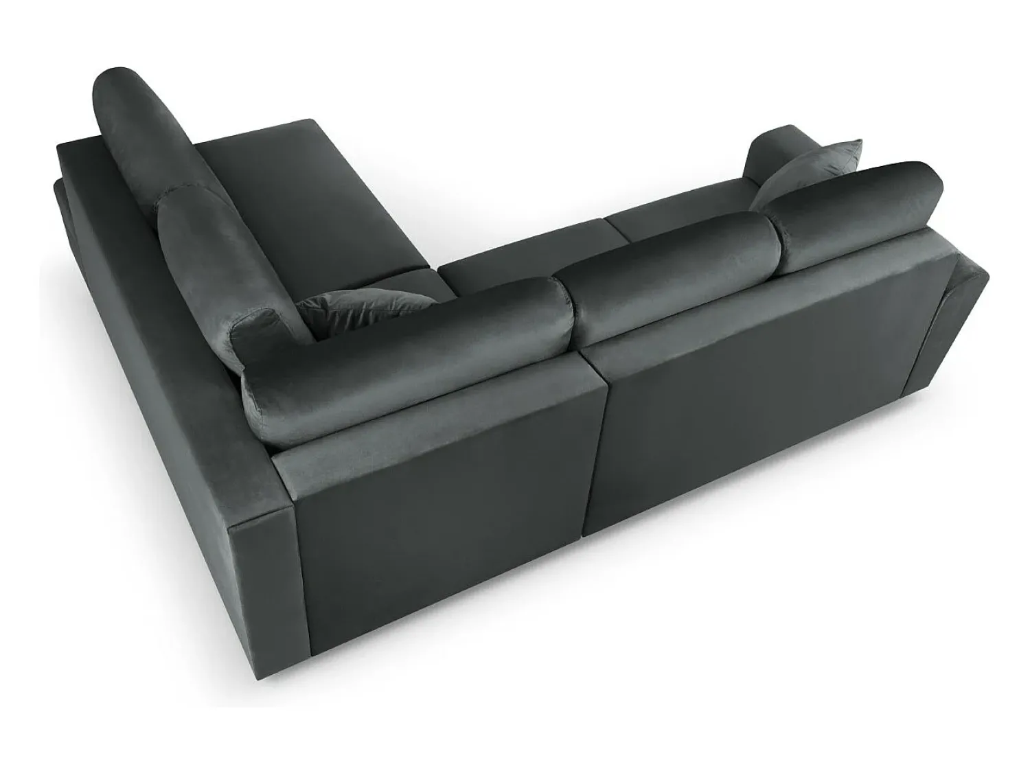 Sofá*Cosmopolitan Design - Sofá convertível de canto direito com caixa de arrumação "Kyoto" 5 lugares em veludo cinza escuro - 243x194x88cm Cinza antracite