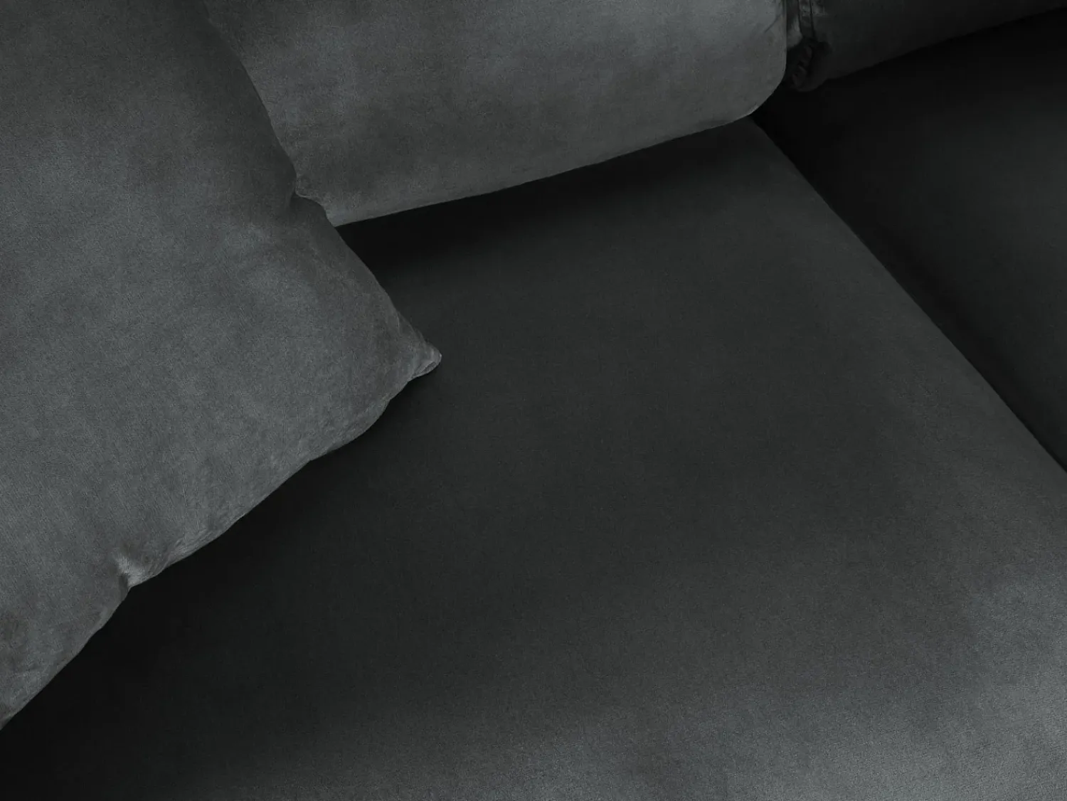 Sofá*Cosmopolitan Design - Sofá convertível de canto direito com caixa de arrumação "Kyoto" 5 lugares em veludo cinza escuro - 243x194x88cm Cinza antracite