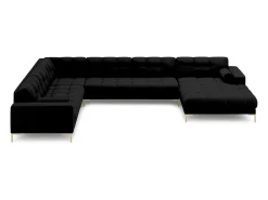 Sofá*Cosmopolitan Design - Sofá de canto panorâmico à esquerda "Bali" 7 lugares em tecido estrutural - 327x256x75cm Preto
