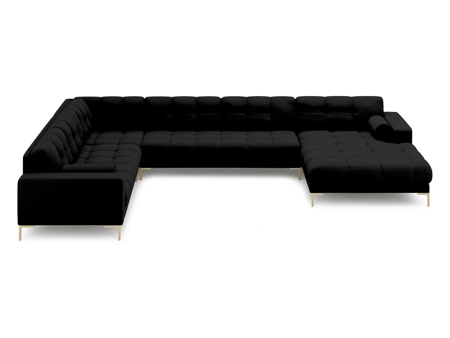 Sofá*Cosmopolitan Design - Sofá de canto panorâmico à esquerda "Bali" 7 lugares em tecido estrutural - 327x256x75cm Preto