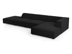 Sale Cosmopolitan Design - Sofá de canto direito "Arendal" 5 lugares em veludo - 341x166x70cm Preto