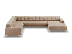 Cosmopolitan Design - Sofá de canto panorâmico à esquerda "Bali" 7 lugares em veludo - 327x256x75cm^ Sofá