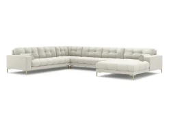 Cosmopolitan Design - Sofá de canto panorâmico à esquerda "Bali" 7 lugares em tecido estrutural claro - 327x256x75cm^ Sofá