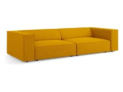 Clearance Cosmopolitan Design - Sofá "Arendal" 4 lugares em tecido chenille com efeito canelado mostarda - 244x102x70cm Amarelo mostarda
