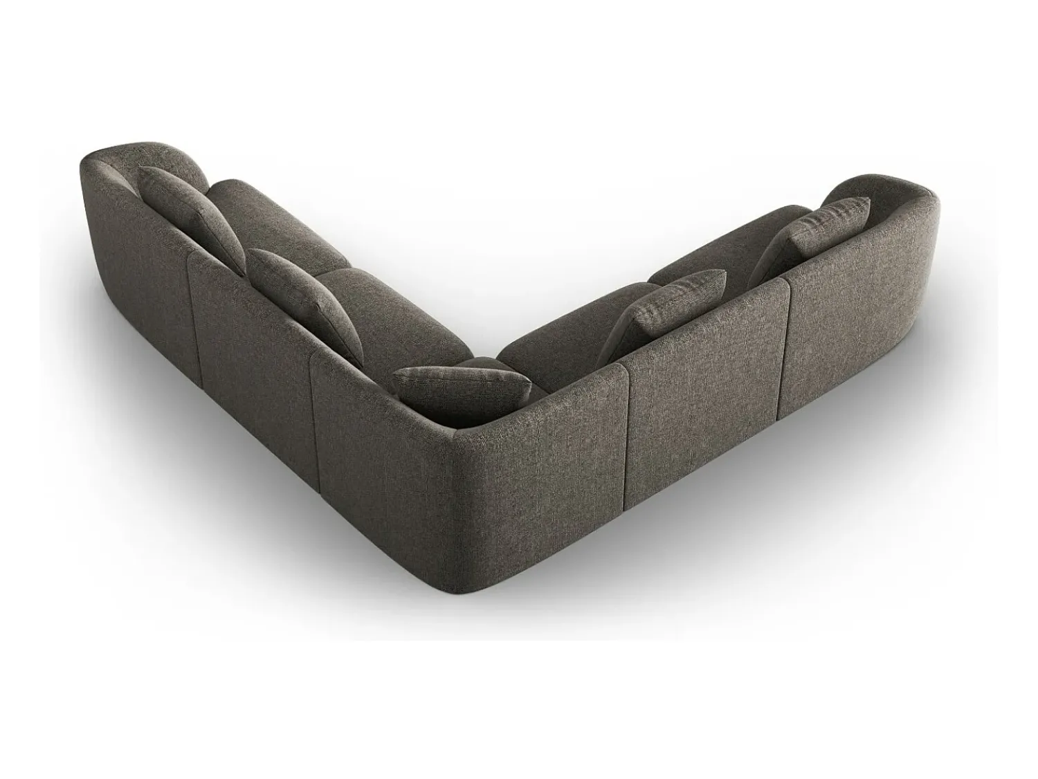 Sofá*Cosmopolitan Design - Sofá de canto simétrico "Tulum" 5 lugares em tecido chenille cinza - 255x255x70cm Cinzento