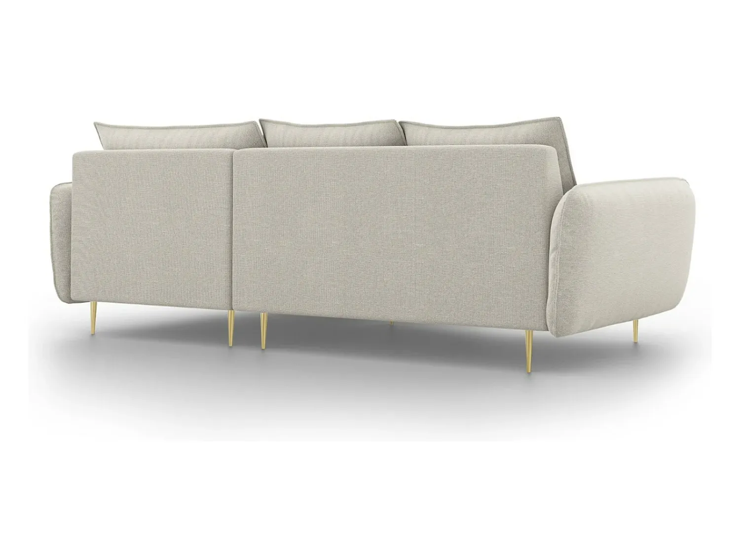 Cosmopolitan Design - Sofá de canto direito "Vienna" 5 lugares em tecido estrutural claro - 255x170x95cm^ Sofá