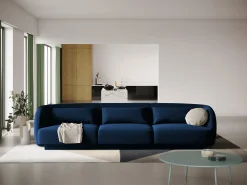Cosmopolitan Design - Sofá "Tulum" 3 lugares em veludo azul real - 255x90x70cm^ Sofá