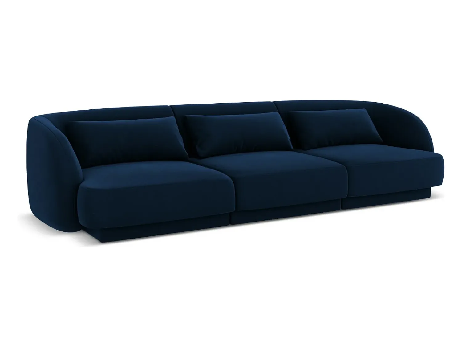 Cosmopolitan Design - Sofá "Tulum" 3 lugares em veludo azul real - 255x90x70cm^ Sofá