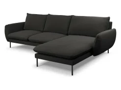 Sofá|Cosmopolitan Design - Sofá de canto direito "Vienna" 5 lugares em tecido bouclé - 255x170x95cm Preto