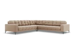 Discount Cosmopolitan Design - Sofá de canto simétrico "Bali" 6 lugares em veludo - 256x256x75cm Bege