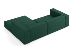 Sale Cosmopolitan Design - Sofá de canto direito "Arendal" 3 lugares em tecido chenille com efeito canelado verde garrafa - 224x166x70cm Verde pinho