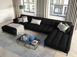 Cosmopolitan Design - Sofá panorâmico "Bali" 7 lugares em veludo - 383x185x75cm^ Sofá