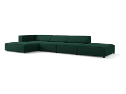 Outlet Cosmopolitan Design - Sofá de canto esquerdo "Arendal" 5 lugares em tecido chenille com efeito canelado verde garrafa - 341x166x70cm Verde pinho