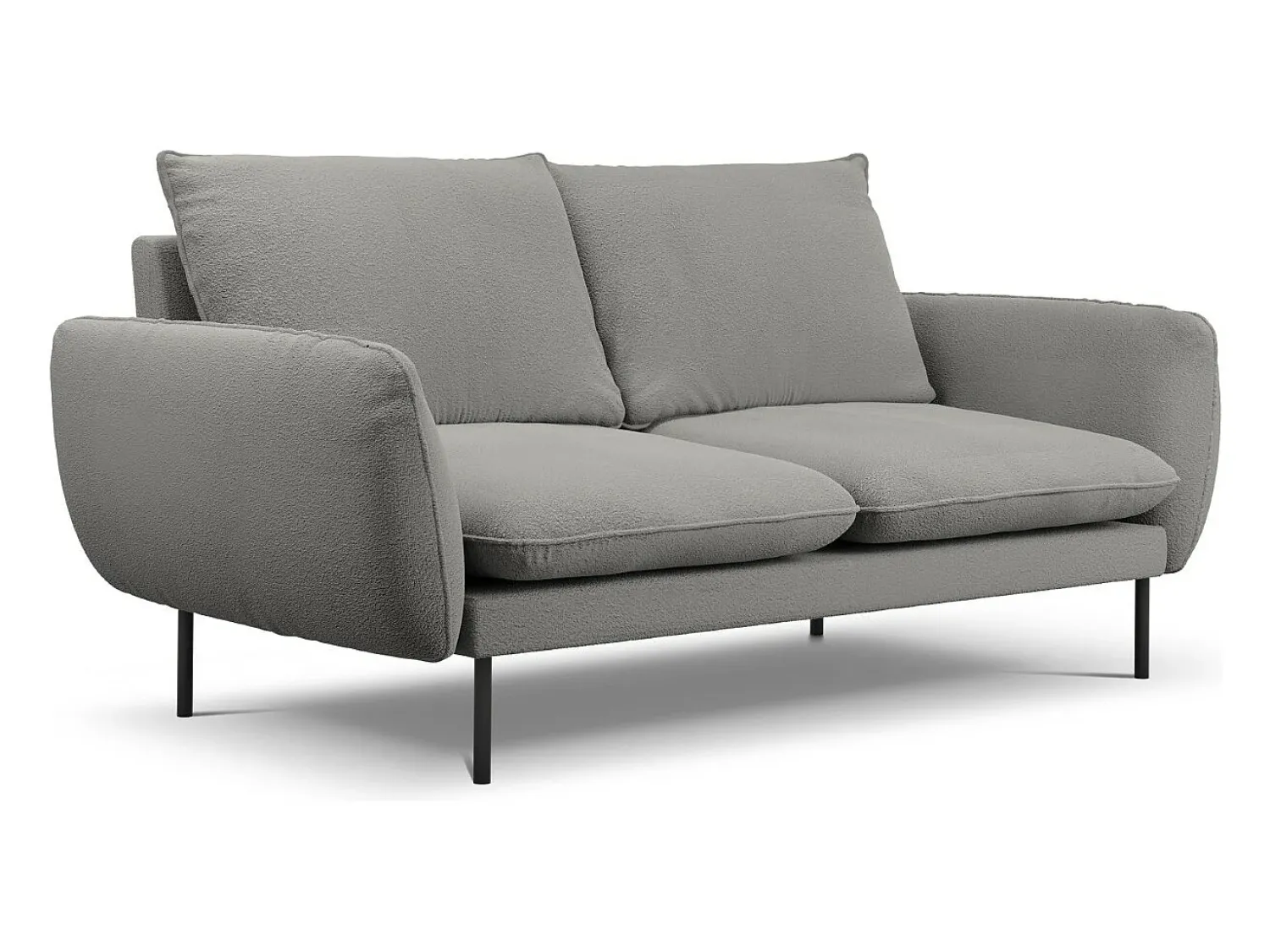 Sofá*Cosmopolitan Design - Sofá "Vienna" 2 lugares em tecido bouclé cinza - 160x92x95cm Cinzento