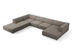 Sofá|Cosmopolitan Design - Sofá de canto panorâmico à esquerda "Arendal" 7 lugares em tecido chenille cinza - 364x262x70cm Cinzento