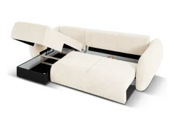 Outlet Cosmopolitan Design - Sofá convertível de canto esquerdo com caixa de arrumação "Matera" 4 lugares em tecido chenille claro - 253x173x86cm Bege