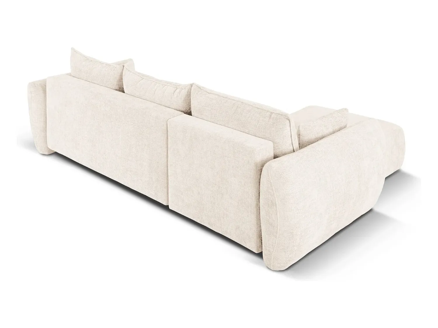 Outlet Cosmopolitan Design - Sofá convertível de canto esquerdo com caixa de arrumação "Matera" 4 lugares em tecido chenille claro - 253x173x86cm Bege