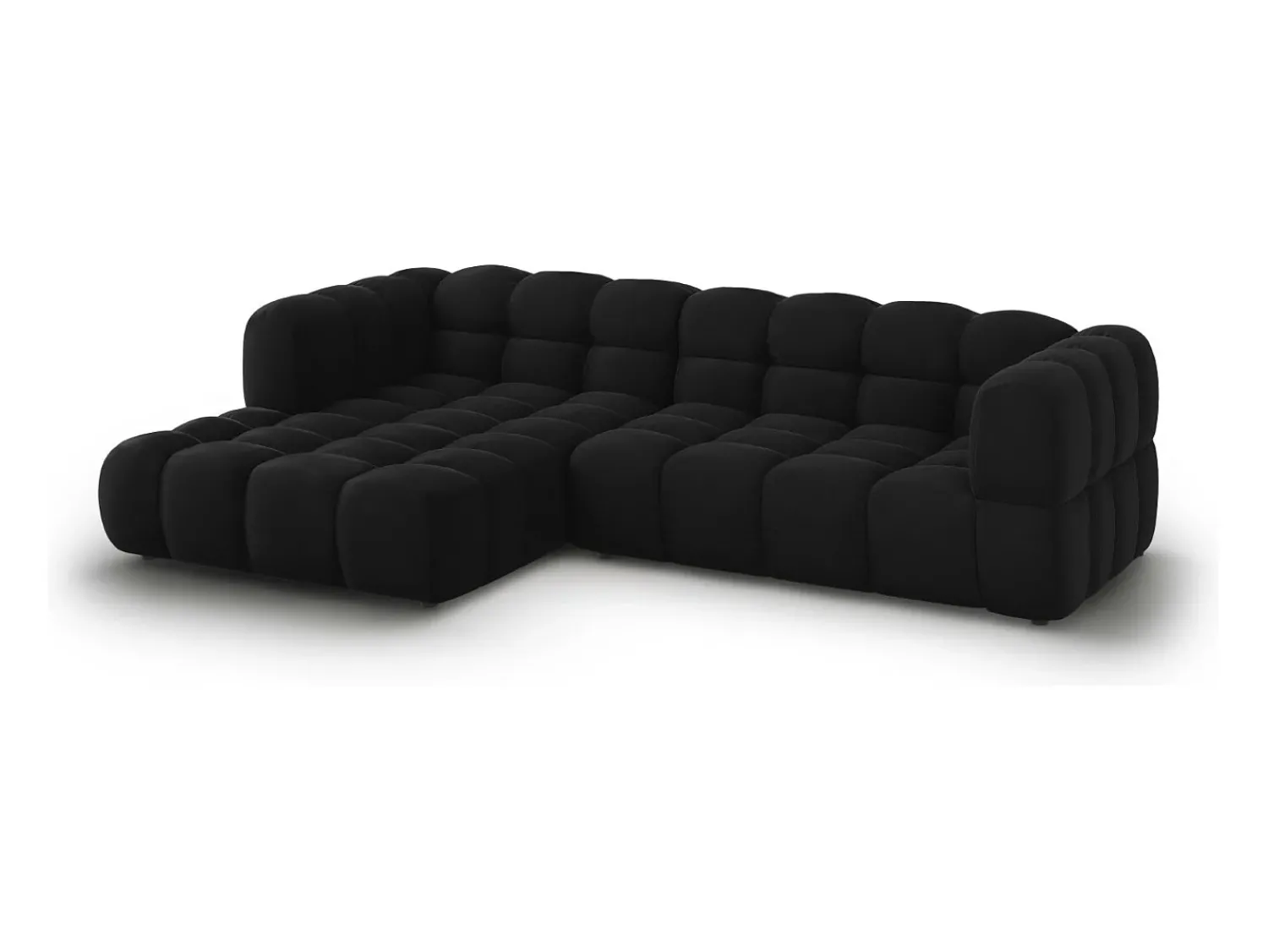 Sofá|Cosmopolitan Design - Sofá modular de canto esquerdo "Sky" 4 lugares em veludo - 272x162x75cm Preto