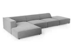 Cosmopolitan Design - Sofá de canto esquerdo "Arendal" 5 lugares em veludo cinza claro - 341x166x70cm^ Sofá