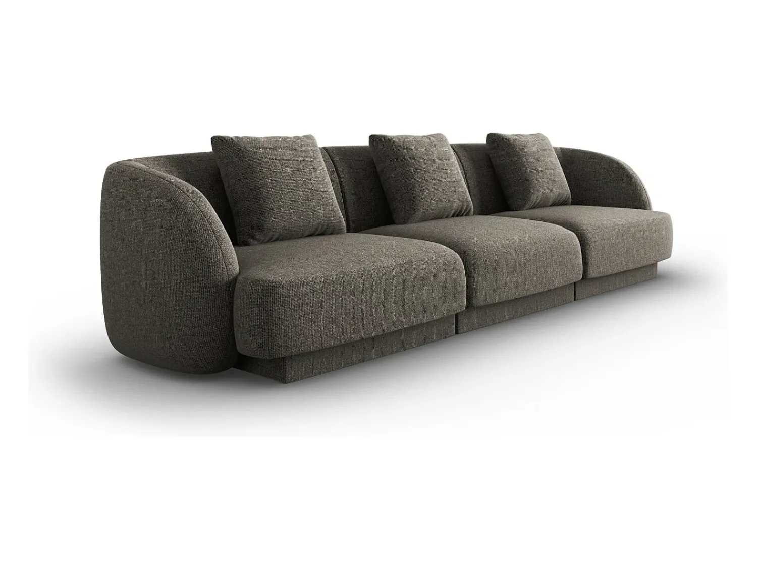 Cosmopolitan Design - Sofá "Tulum" 3 lugares em tecido chenille cinza - 255x90x70cm^ Sofá
