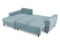Sofá|Cosmopolitan Design - Sofá convertível de canto esquerdo com caixa de arrumação "Kyoto" 4 lugares em veludo cotelê - 241x145x88cm Azul claro
