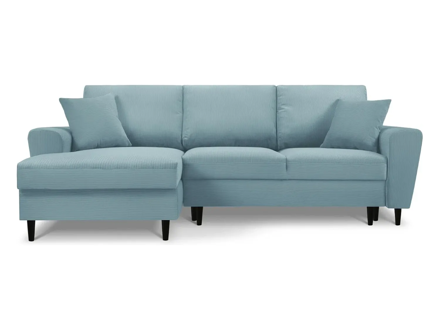 Sofá|Cosmopolitan Design - Sofá convertível de canto esquerdo com caixa de arrumação "Kyoto" 4 lugares em veludo cotelê - 241x145x88cm Azul claro