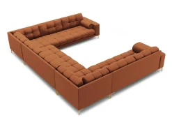 Sofá|Cosmopolitan Design - Sofá panorâmico "Bali" 9 lugares em tecido estrutural tijolo - 327x256x75cm Terracota