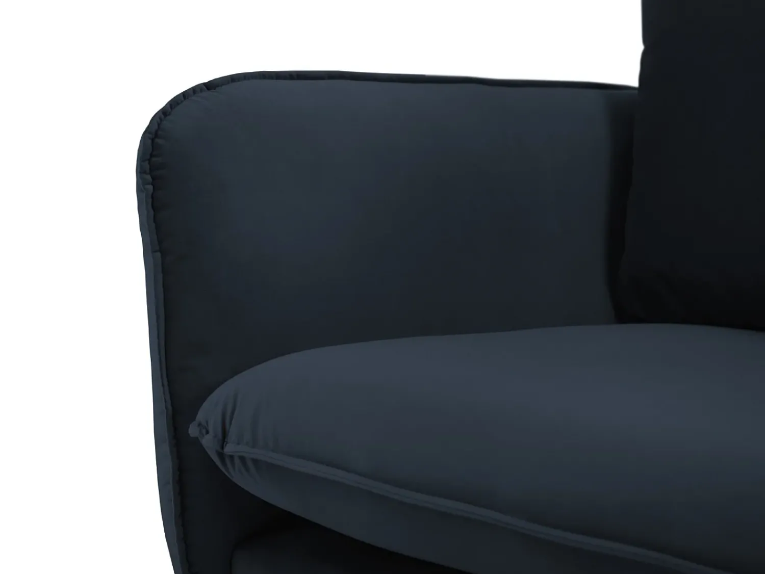 Hot Cosmopolitan Design - Sofá de canto direito "Vienna" 6 lugares em veludo - 275x185x95cm Azul escuro
