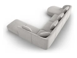 Sofá|Cosmopolitan Design - Sofá de canto direito panorâmico "Tulum" 6 lugares em tecido chenille cinza claro - 330x255x70cm Cinzento claro