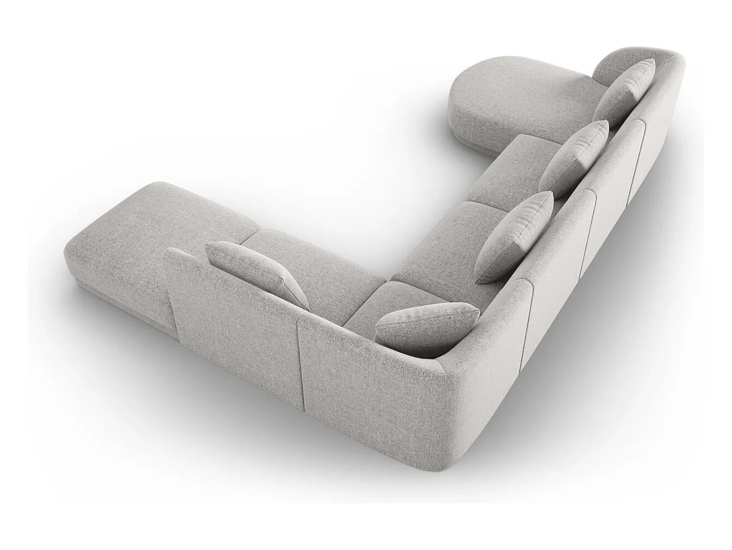 Sofá|Cosmopolitan Design - Sofá de canto direito panorâmico "Tulum" 6 lugares em tecido chenille cinza claro - 330x255x70cm Cinzento claro