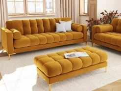 Sale Cosmopolitan Design - Sofá "Bali" 4 lugares em veludo - 217x92x75cm Amarelo