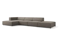 Sofá|Cosmopolitan Design - Sofá de canto esquerdo "Arendal" 5 lugares em tecido chenille cinza - 341x166x70cm Cinzento