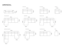 Best Cosmopolitan Design - Sofá de canto direito "Arendal" 5 lugares em tecido chenille com efeito canelado mostarda - 341x166x70cm Amarelo mostarda