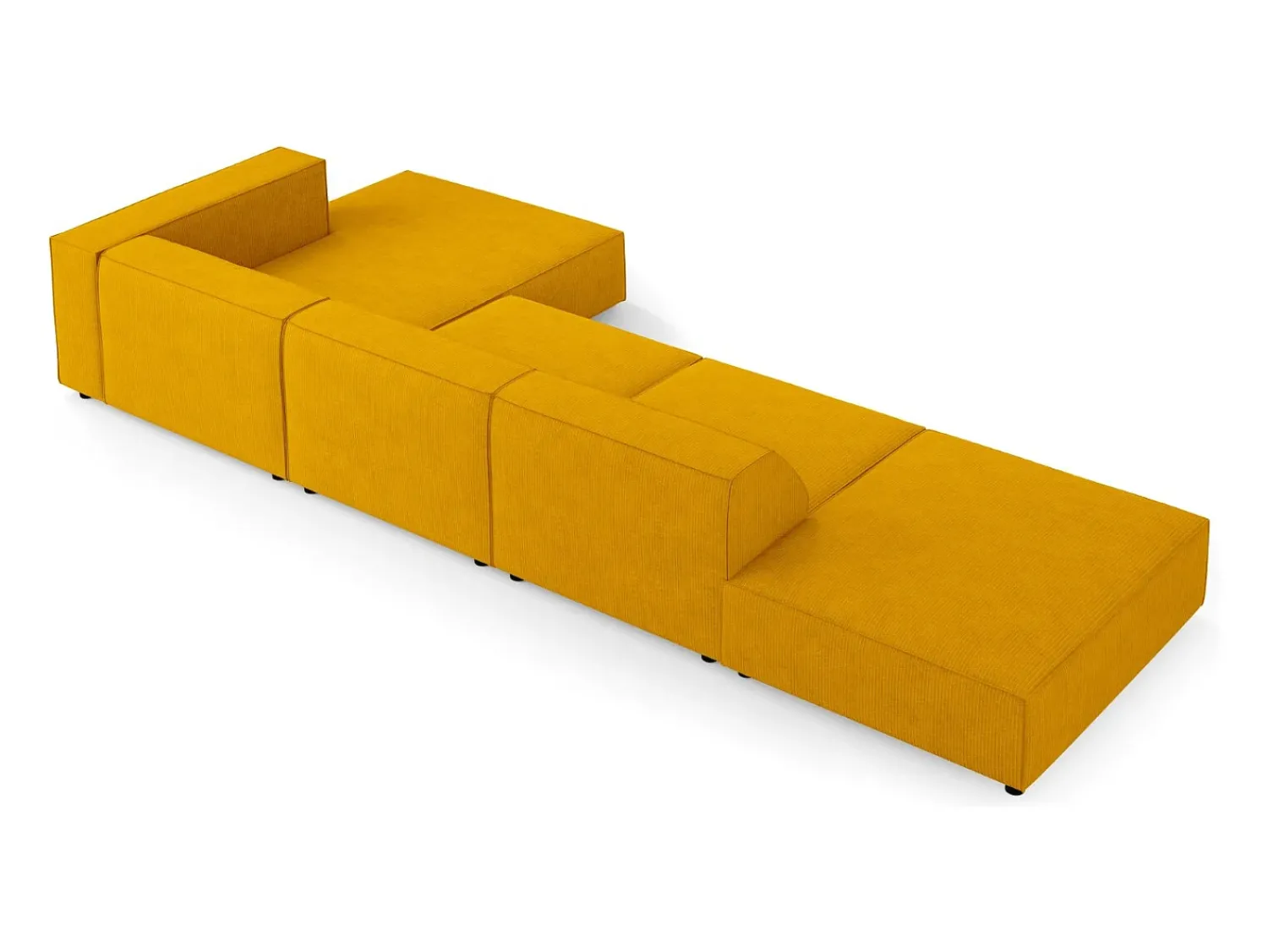 Best Cosmopolitan Design - Sofá de canto direito "Arendal" 5 lugares em tecido chenille com efeito canelado mostarda - 341x166x70cm Amarelo mostarda