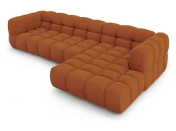 Best Cosmopolitan Design - Sofá modular de canto direito "Sky" 4 lugares em veludo - 300x162x75cm Terracota