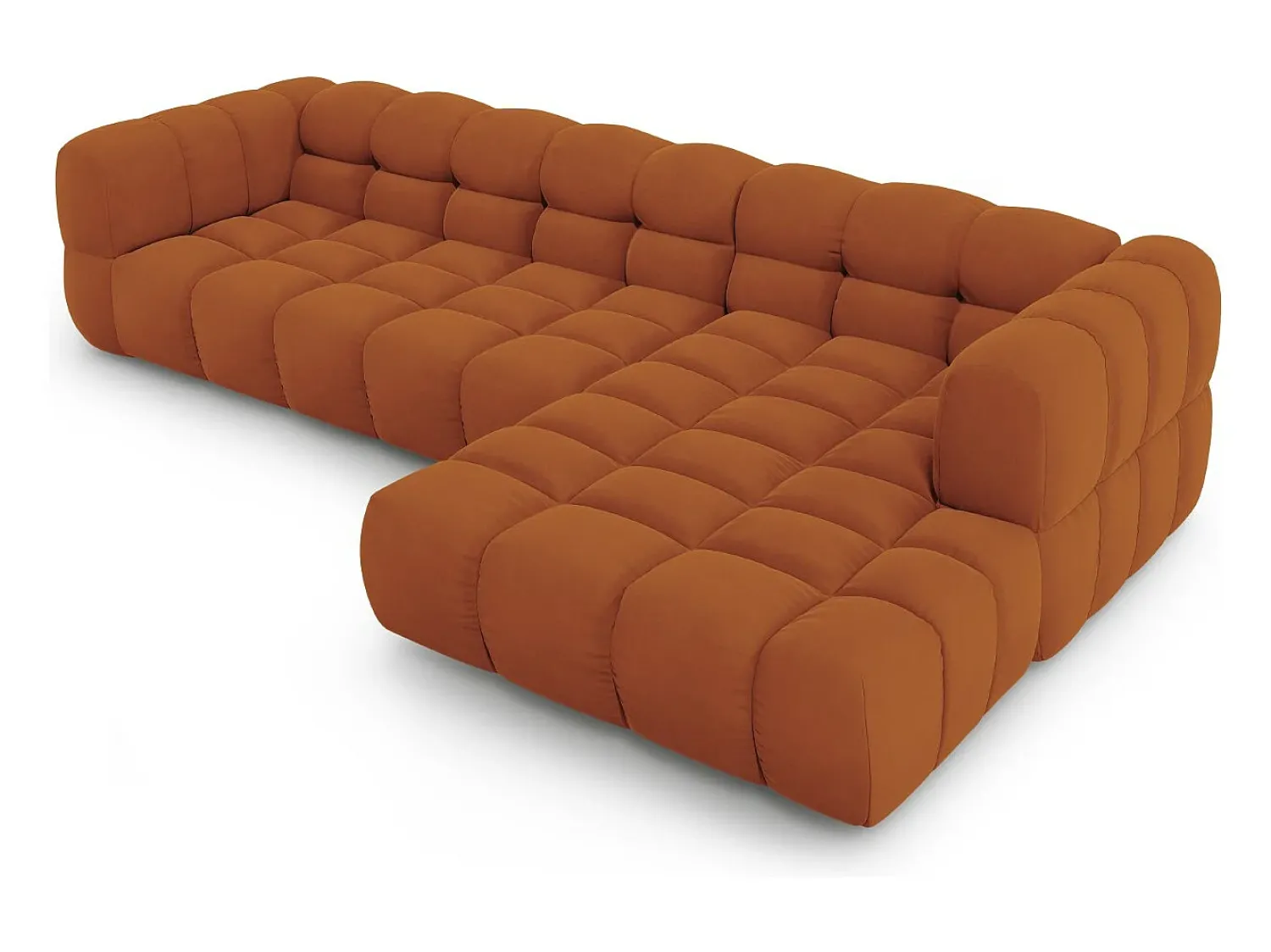 Best Cosmopolitan Design - Sofá modular de canto direito "Sky" 4 lugares em veludo - 300x162x75cm Terracota
