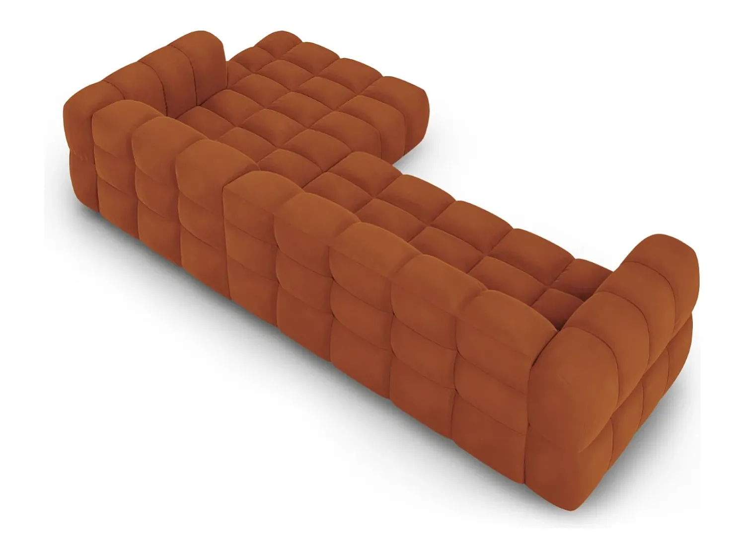 Best Cosmopolitan Design - Sofá modular de canto direito "Sky" 4 lugares em veludo - 300x162x75cm Terracota