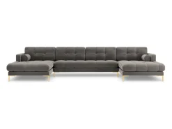 Sofá|Cosmopolitan Design - Sofá panorâmico "Bali" 7 lugares em veludo cinza claro - 383x185x75cm Cinzento claro