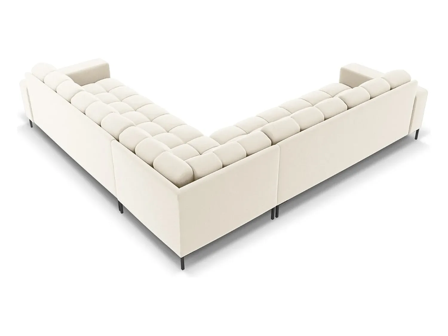 Online Cosmopolitan Design - Sofá de canto simétrico "Bali" 6 lugares em veludo claro - 256x256x75cm Bege