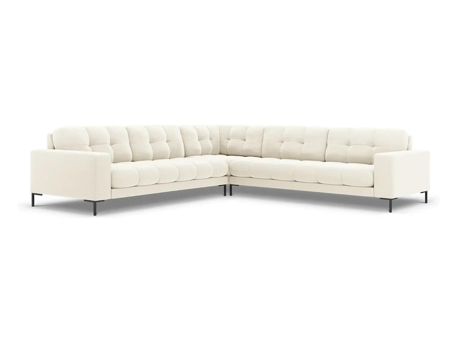 Online Cosmopolitan Design - Sofá de canto simétrico "Bali" 6 lugares em veludo claro - 256x256x75cm Bege