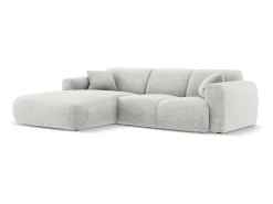 Outlet Cosmopolitan Design - Sofá de canto esquerdo "Nolio" 4 lugares em tecido chenille cinza claro - 260x170x72cm Cinzento claro