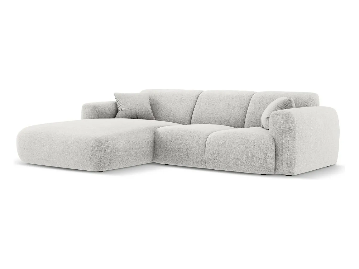 Outlet Cosmopolitan Design - Sofá de canto esquerdo "Nolio" 4 lugares em tecido chenille cinza claro - 260x170x72cm Cinzento claro