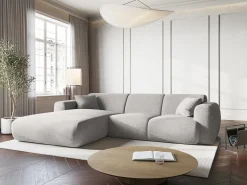 Outlet Cosmopolitan Design - Sofá de canto esquerdo "Nolio" 4 lugares em tecido chenille cinza claro - 260x170x72cm Cinzento claro