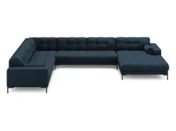 Outlet Cosmopolitan Design - Sofá de canto panorâmico à esquerda "Bali" 7 lugares em tecido estrutural - 327x256x75cm Azul